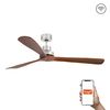 Ventilateur de plafond LANTAU XL nickel et noyer connecté TUYA+télécommande