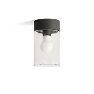 Plafonnier cylindrique KILA 200 verre transparent finition Anthracite et transparent