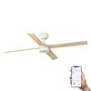 Ventilateur de plafond RUDDER L blanc/bois Led connecté WIZ + télécommande