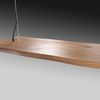 Lustre barre Led PALMA en bois natuel finition Noir et bois naturel avec télécommande