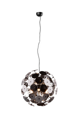 DISCALGO - Suspension ronde 6xE14 noir mat et verre chromé réf. 30990065