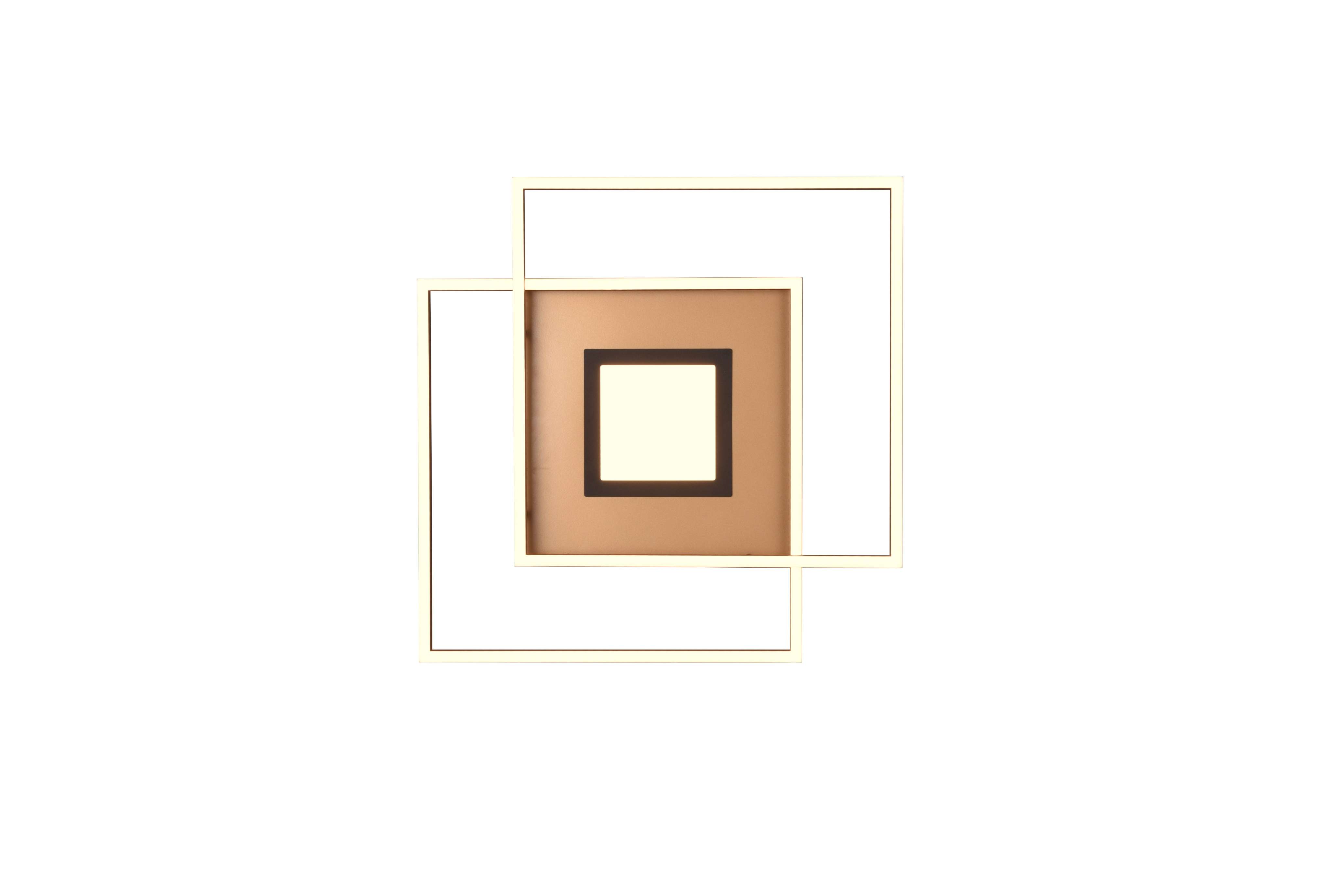 Plafonnier/Applique LED 2 carrés en noir mat et doré mat VIA