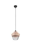 Suspension en métal noir et rotin naturel BORKA de Triolighting