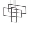 Lustre FRAME avec 3 rectangles suspendus en profilé aluminium plat Led finition Noir mat 