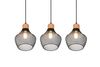 Lustre avec 3 grilles noires et bois VALERIA de Triolighting