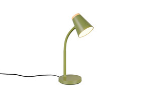 Lampe de bureau PONGO R55831115 – Vert mat, LED 4,5 W, tête flexible, métal & bois