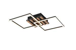 Plafonnier LED ZARO 2 Cadres Lattes Bois Noir Mat 20W - R63402132