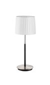 Lampe de salon chrome mat et noir avec abat-jour plissé blanc