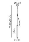 Suspension verticale tube verre LED laiton Mate série OSLO