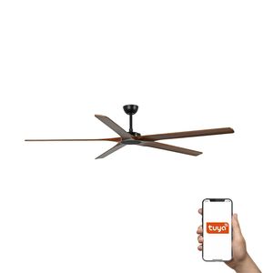 Ventilateur de plafond BigWood 20 XL noir et bois connecté Tuya
