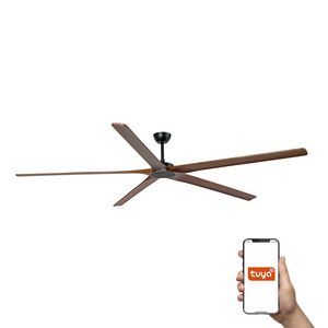 Ventilateur plafond BigWood 24 XXL noir/bois connecté Tuya