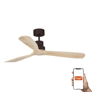 Ventilateur plafond LANTAU bois clair– Moteur DC silencieux – 6 vitesses – Télécommande – Smart Tuya – Été/hive