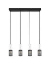 Suspension TOSH 4 Lumières Noir Mat / Bois Blanc - 304300434