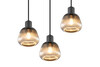 TARIFA – Suspension 3×E27 métal noir mat verre chromé fumé réf. 362830332