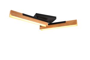 Plafonnier LED en bois et métal noir série KERALA