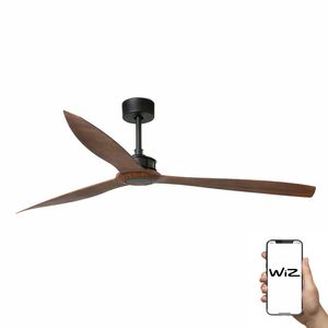 Ventilateur de plafond Just FAN XL noir/noyer connecté WIz et télécommande