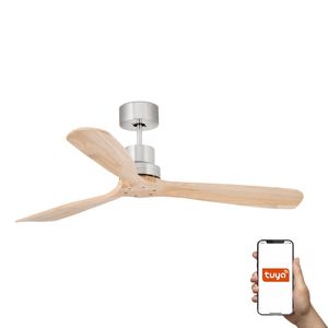 Ventilateur plafond LANTAU bois clair– Moteur DC silencieux – 6 vitesses – Télécommande – Smart Tuya – Été/hive