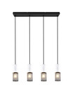 Suspension TOSH 4 Lumières Noir Mat / Bois Blanc - 304300434