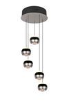 Lustre rond à 5 têtes ORBIT finition Noir mat et nickel mat