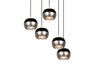 Lustre rond à 5 têtes ORBIT finition Noir mat et nickel mat