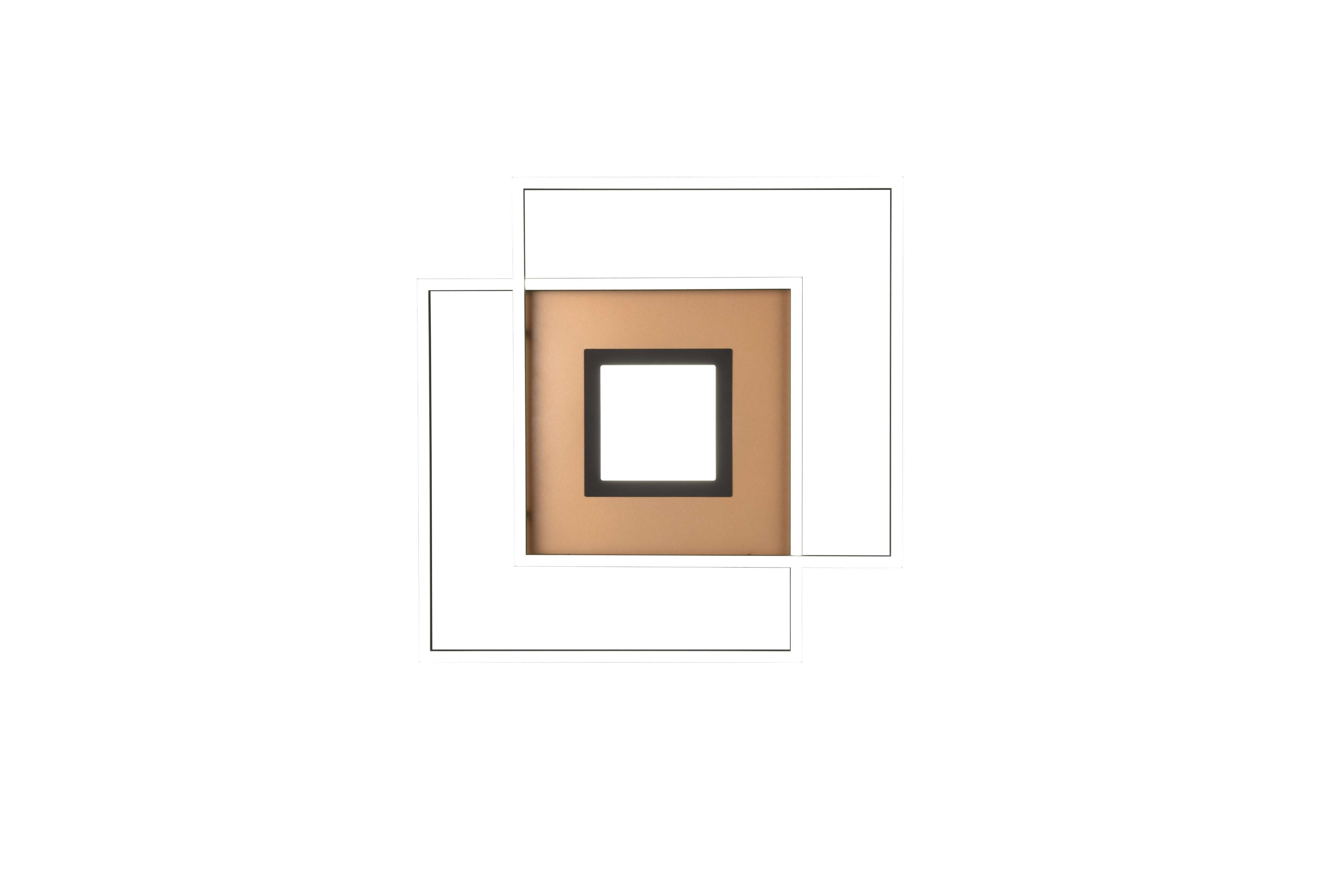 Plafonnier/Applique LED 2 carrés en noir mat et doré mat VIA