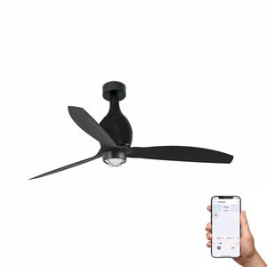 Ventilateur de plafond design MINI ETERFAN noir mat – Silencieux, LED & Wiz Smart