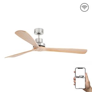 Ventilateur de plafond LANTAU XL nickel et pin connecté Wiz+télécommande