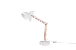 Lampe de bureau KIMI E27 bois et métal blanc