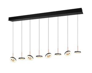 Suspension LED GUANO 8 Lumières - Gris Mat/Café | Lift Me & 3 Teintes CCT XL