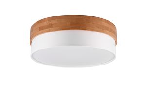 Plafonnier SEASONS en tissu blanc et bois clair