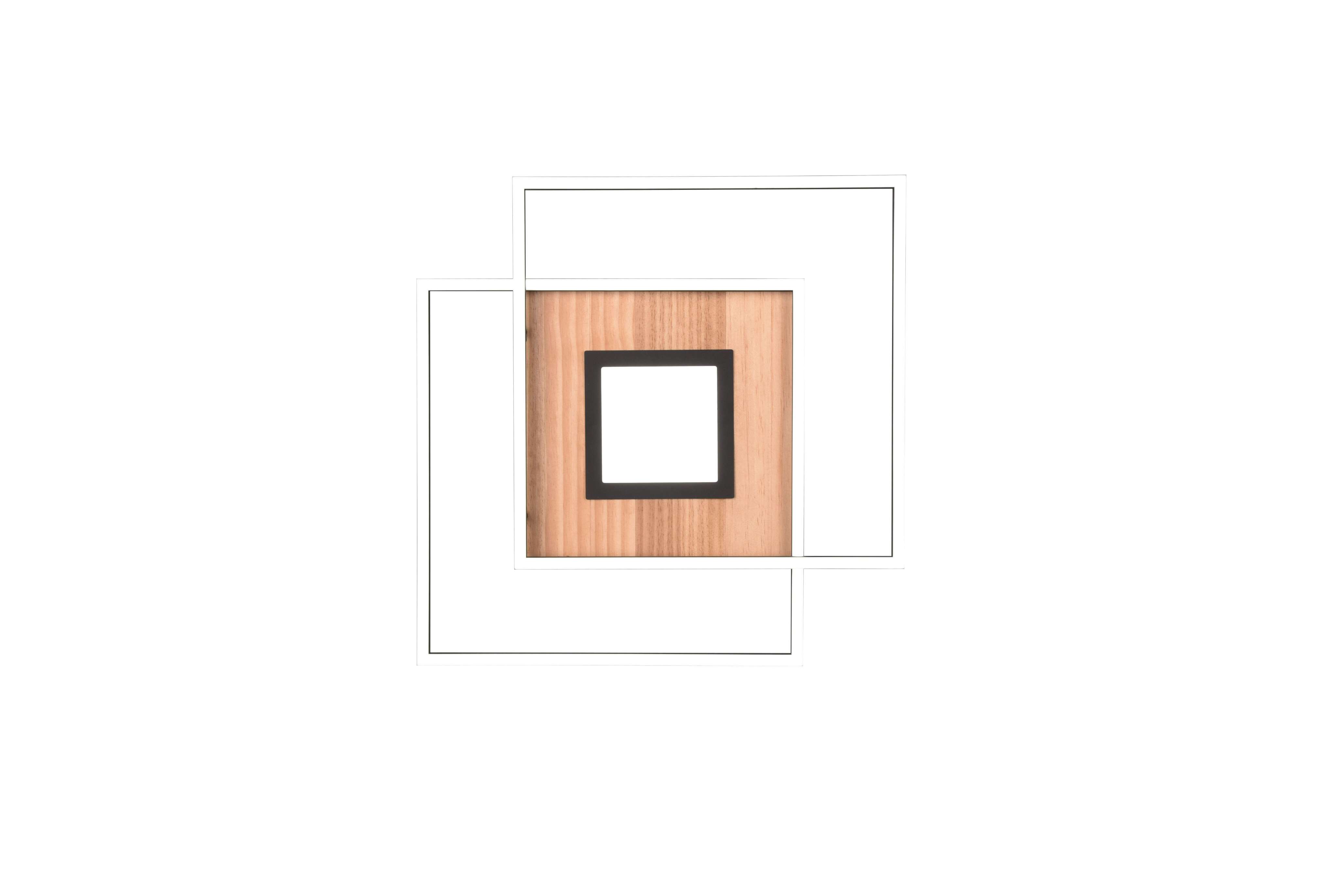 Plafonnier/Applique LED 2 carrés noirs et support bois VIA
