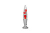 Lampe à lave LED Vesuv - Pied Gris Titane, Liquide Clair & Lave Rouge
