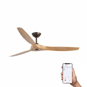 Ventilateur plafond MOREA L noir/erable connecté WIZ télécommande