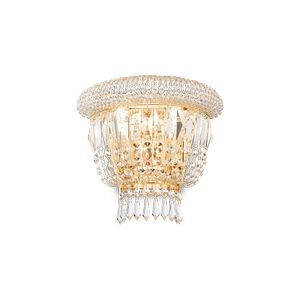Applique DUBAI dorée avec perles et prismes en verre taillé finition dorée et verres biseautés