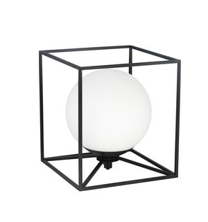 Lampe à poser cube noir et boule blanche