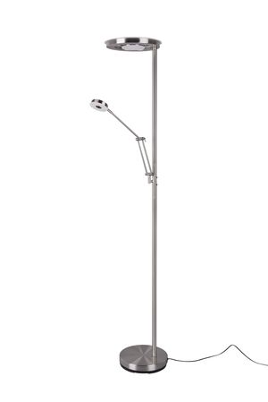 Lampadaire BARRIE nickel mat avec tête et liseuse orientable