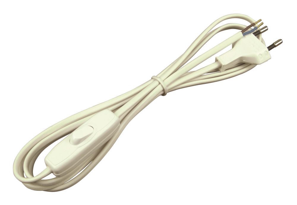 blanc Euro-Cordon d'alimentation avec ficelle Interrupteur et vernies Extrémités 2 m 