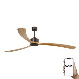 Ventilateur plafond KAUAI XXL marron/bois avec télécommande connecté Wiz