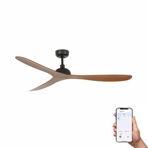 Ventilateur plafond noyer/noir GOTLAND – 6 vitesses, moteur DC silencieux, compatible Alexa, Google & SIRI