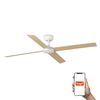 Ventilateur de plafond RUDDER L blanc/bois connecté TUYA et télécommande