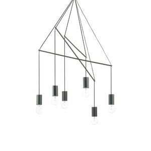 Lustre POP trapèze filaire à 6 douilles finition Noir mat 