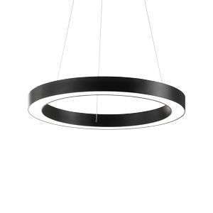 Lustre ORACLE cercle suspendu avec profilé aluminium plat Led finition Noir mat 