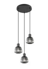 TARIFA – Suspension 3×E27 métal noir mat verre chromé fumé réf. 362830332