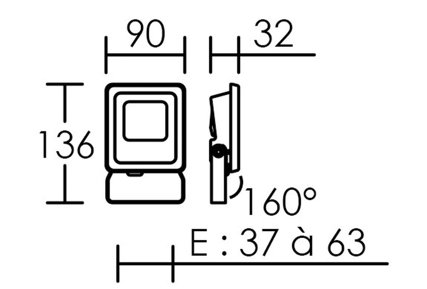 Projecteur extérieur gris Led ARIC 12W IP65 3000°K