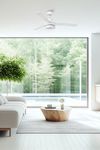 Ventilateur Plafond Design ICE avec LED 12W et Haut-Parleur – Ø132 cm – Blanc/Érable – Été/Hiver – Silencieux