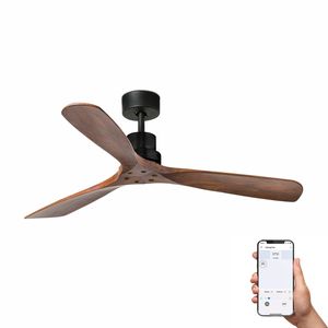 Ventilateur plafond LANTAU bois foncé – Moteur DC silencieux – 6 vitesses – Télécommande – Smart Wiz– Été/hive