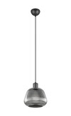 TARIFA – Suspension métal noir mat E27 avec verrerie cannelée réf. 362800132
