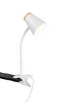 Lampe de bureau PONGO à pince R25831101 – Blanc mat, LED 4,5 W, tête flexible, métal & bois