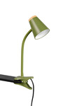Lampe de bureau PONGO à pince R25831115 – Vert mat, LED 4,5 W, tête flexible, métal & bois