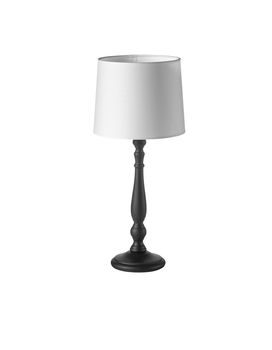 Lampe à poser noire LOIRA avec abat-jour lisse blanc